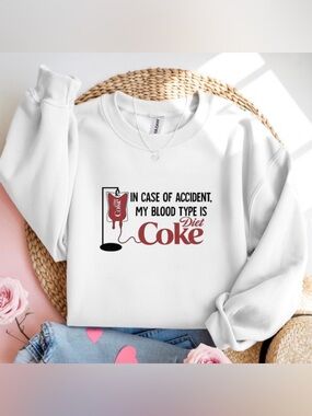 Diet Coke White Crewneck Sweatshirt Funny Graphic Soda Lover Gift